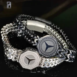 Mercedes Benz heavy Cuban Link Chain Bracelet