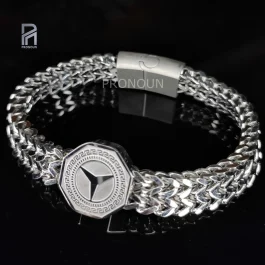 Mercedes Benz heavy Cuban Link Chain Bracelet